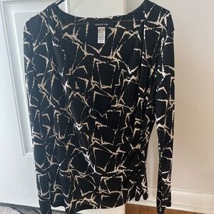 Long sleeve, black and cream blouse
